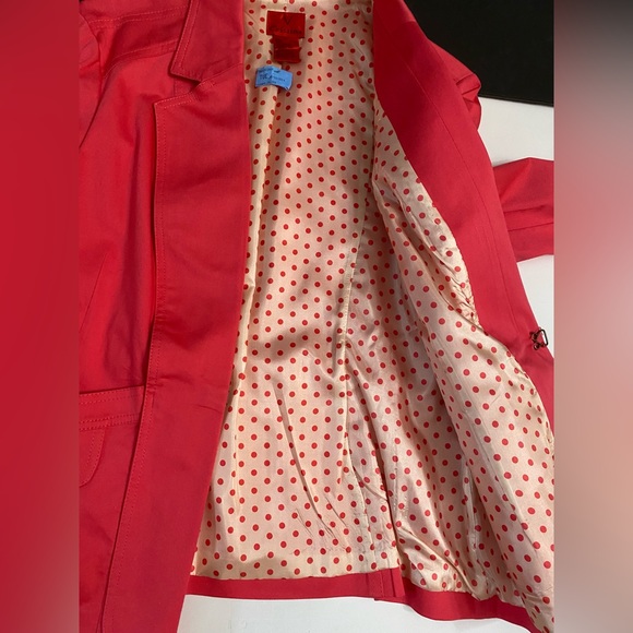 V Cristina Coral Pink Spring Blazer Women’s Size L with polka dot liner - Picture 9 of 12